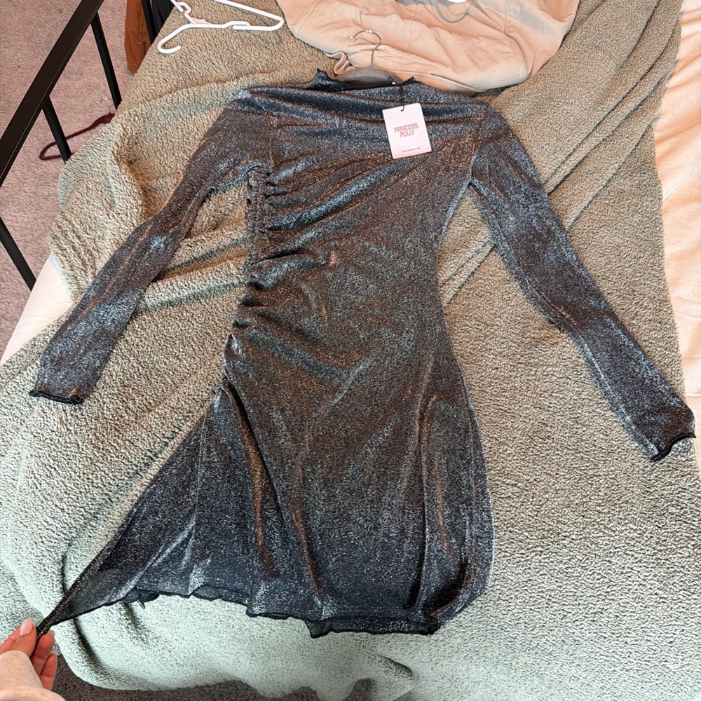Princess Polly Shimmering Gray Mini Dress